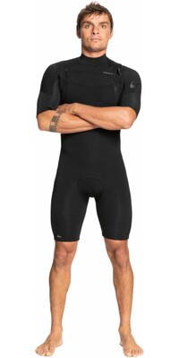2024 Quiksilver Masculino Everyday Sessions 2mm Chest Zip Shorty Wetsuit EQYW503036 - Black